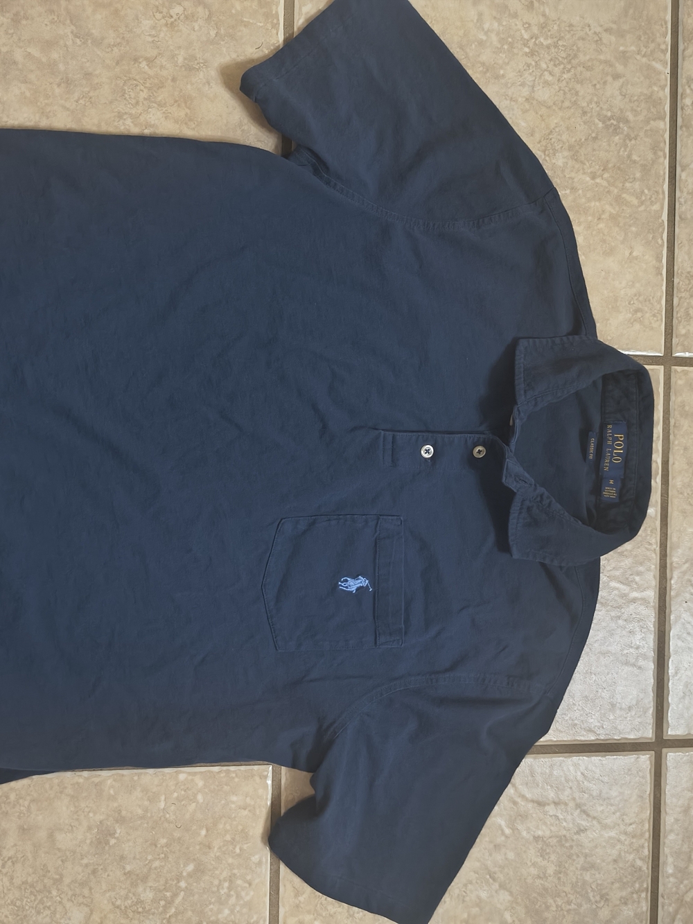 Ralph Lauren Men’s Navy Short-Sleeve Polo with Contrast Pony